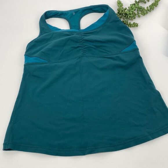 Lululemon Racer Back‎ Cinch Front Tank Medium Support Green Size 10 - Picture 1 of 12